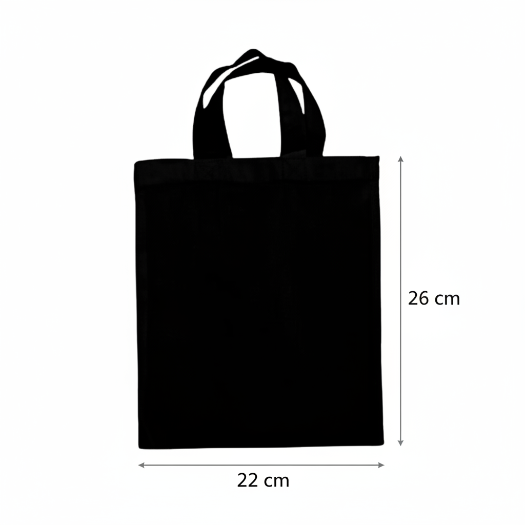 Små muleposer i bomuld med eget tryk 22 × 26 cm, 140 g/m² – sort – billede 2