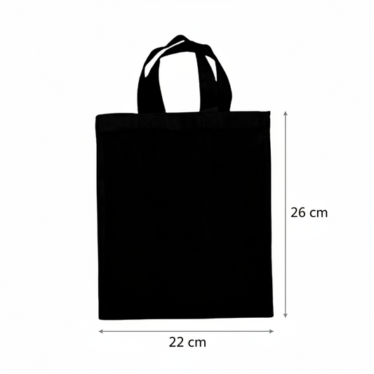 Små muleposer i bomuld med eget tryk 22 × 26 cm, 140 g/m² – sort – billede 2