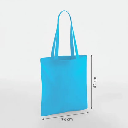 Surfblå klassisk mulepose i bomuld 38 × 42 cm (140 g/m²) – billede 2