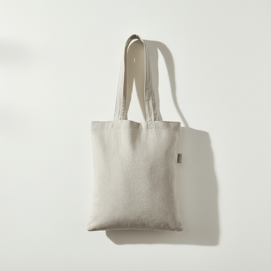 Grå tygkasse i återvunnen bomull (140 g/m², 38×42 cm)