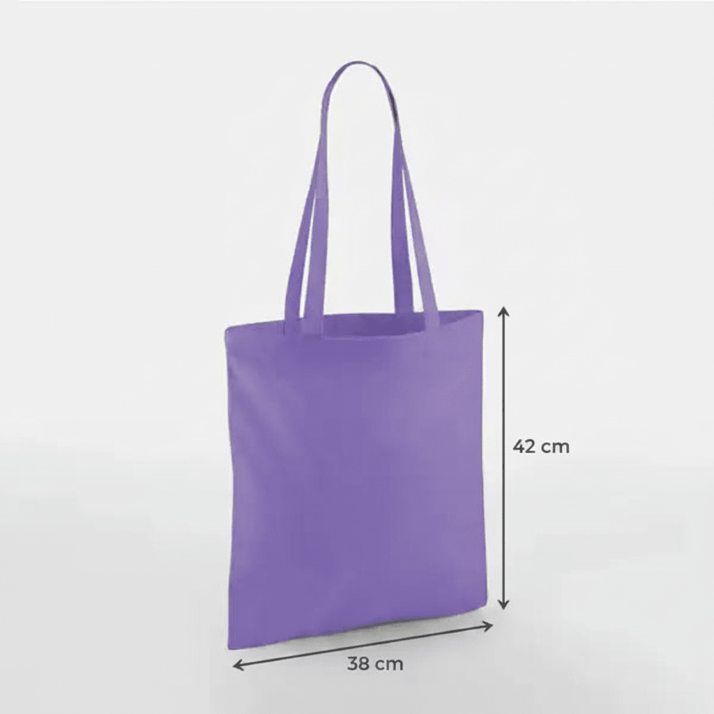 Violet-lilla klassisk mulepose i bomuld 38 × 42 cm (140 g/m²) – billede 2