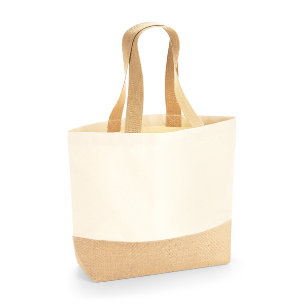 Tote in canvas con base in juta naturale, 34 x 36 cm, 407 g/m²