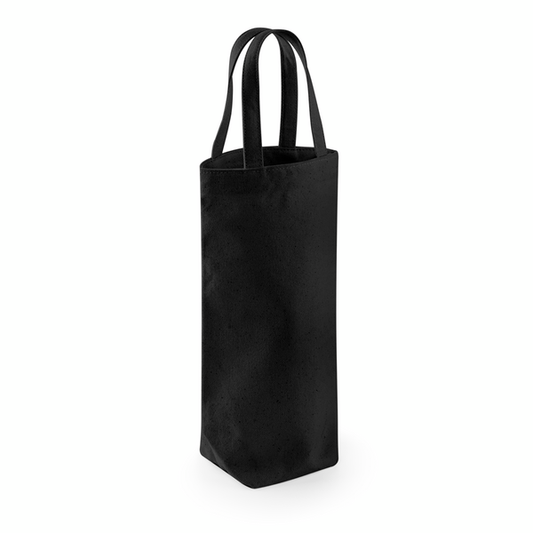Bolsa portabotellas de algodón Fairtrade negra, 407 g/m², 8x27x8 cm