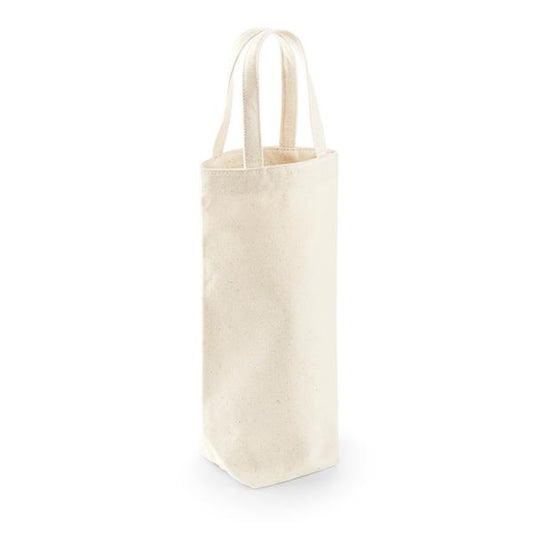 Bolsa portabotellas de algodón Fairtrade natural, 407 g/m², 8x27x8 cm