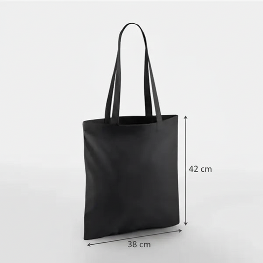 Black Classic Cotton Tote Bag, 38 × 42 cm, 140 g/m² cotton with long handles – alternate product photo