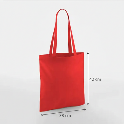 Bright Red Classic Cotton Tote Bag, 38 × 42 cm, 140 g/m² cotton with long handles – alternate product photo