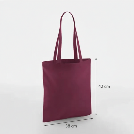 Burgundy Red Classic Cotton Tote Bag, 38 × 42 cm, 140 g/m² cotton with long handles – alternate product photo