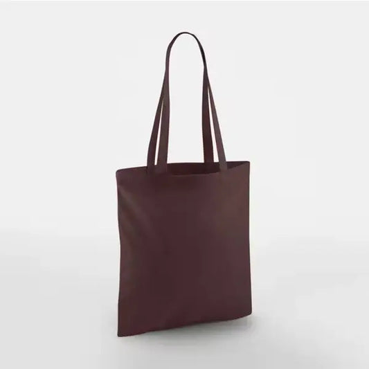 Chocolate brown classic cotton tote bag with long handles and custom logo print, 140 g/m², 38 × 42 cm