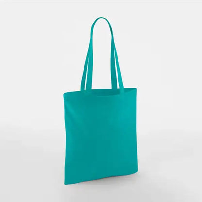 Emerald green classic cotton tote bag with long handles and custom logo print, 140 g/m², 38 × 42 cm