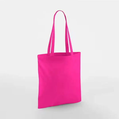 Fuchsia pink bomuldsmuleposer med eget tryk, lange hanke, 140 g/m²