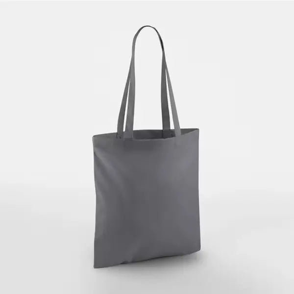 Graphite grey classic cotton tote bag with long handles and custom logo print, 140 g/m², 38 × 42 cm