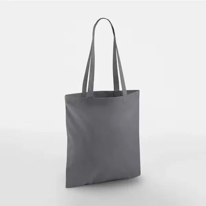 Graphite grey classic cotton tote bag with long handles and custom logo print, 140 g/m², 38 × 42 cm