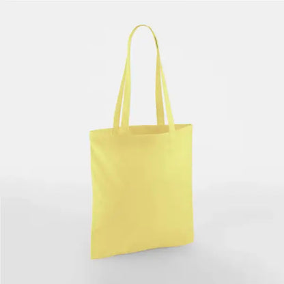 Lemon yellow classic cotton tote bag with long handles and custom logo print, 140 g/m², 38 × 42 cm