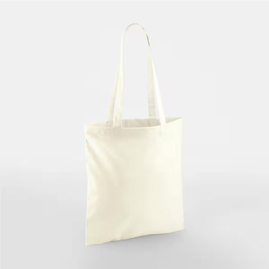 Tote bags en coton couleur beige naturel personnalisés, anses longues, 140 g/m²