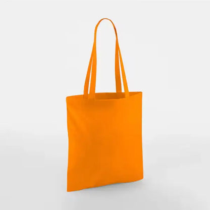 Orange bomuldsmuleposer med eget tryk, lange hanke, 140 g/m²