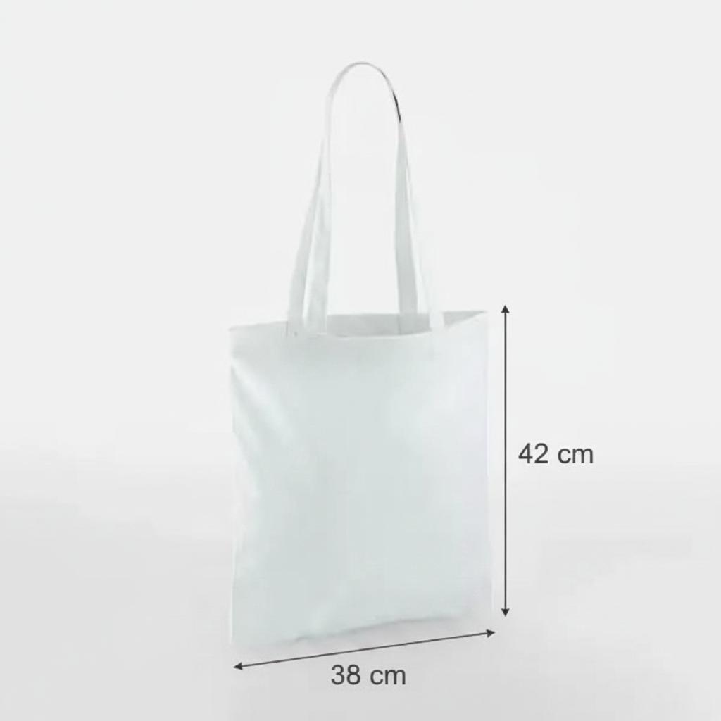 Pastelblå klassisk mulepose i bomuld 38 × 42 cm (140 g/m²) – billede 2