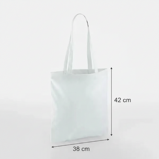Pastelblå klassisk mulepose i bomuld 38 × 42 cm (140 g/m²) – billede 2