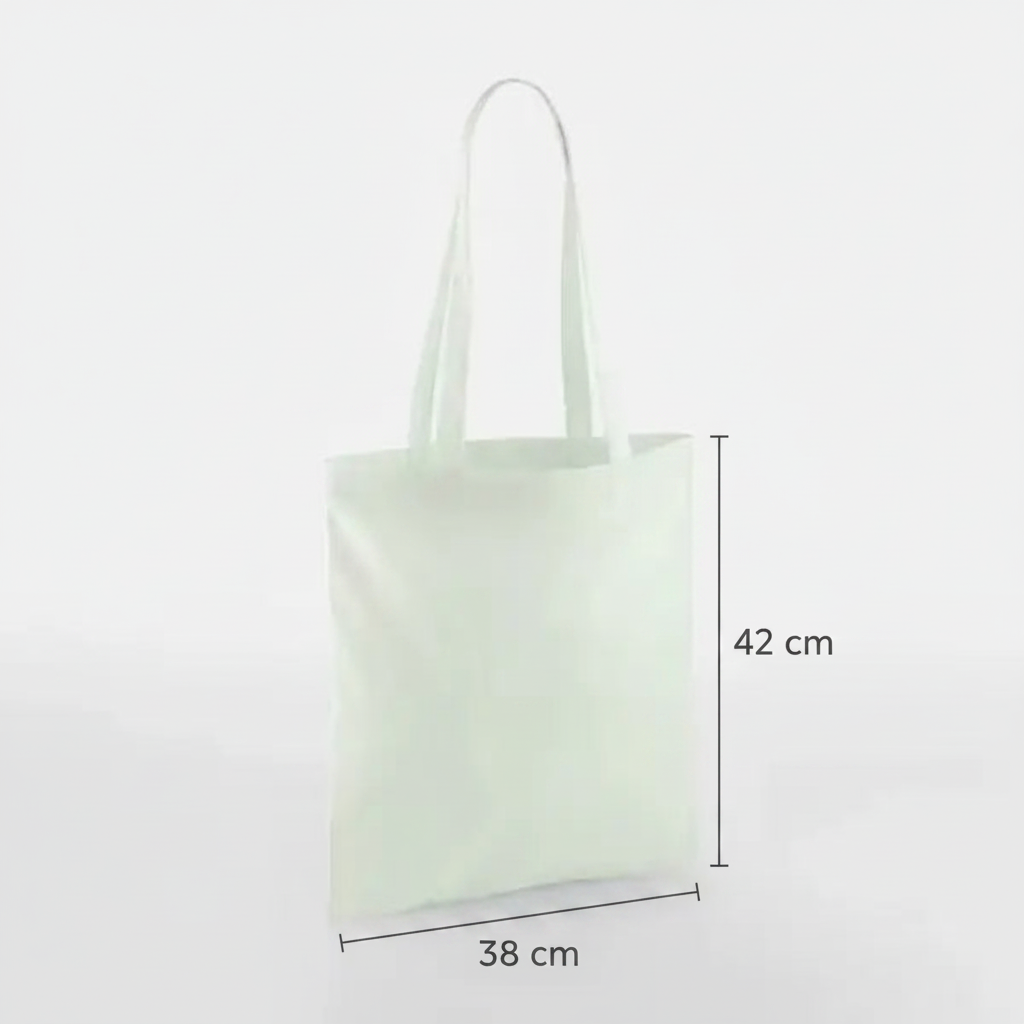 Pastel-mintgrøn klassisk mulepose i bomuld 38 × 42 cm (140 g/m²) – billede 2