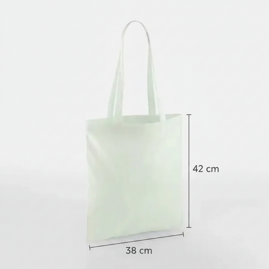 Pastel-mintgrøn klassisk mulepose i bomuld 38 × 42 cm (140 g/m²) – billede 2