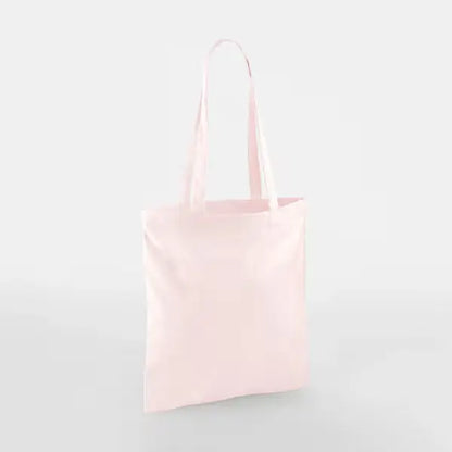 Pastelrosa bomuldsmuleposer med eget tryk, lange hanke, 140 g/m²