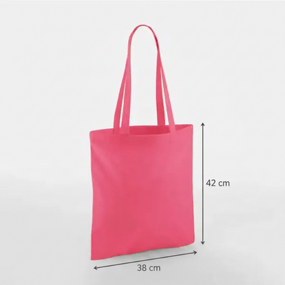 Hindbærpink klassisk mulepose i bomuld 38 × 42 cm (140 g/m²) – billede 2