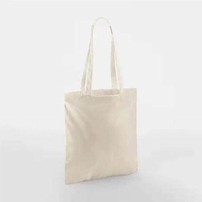 Sandbeige bomuldsmuleposer med eget tryk, lange hanke, 140 g/m²