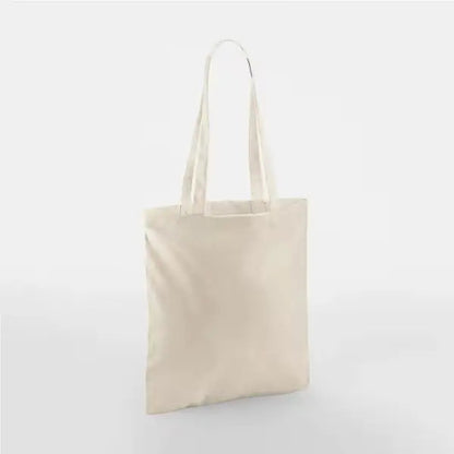 Sand beige classic cotton tote bag with long handles and custom logo print, 140 g/m², 38 × 42 cm