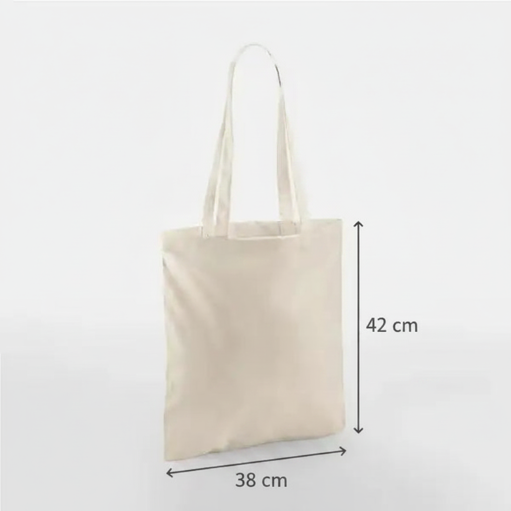 Sandbeige klassisk mulepose i bomuld 38 × 42 cm (140 g/m²) – billede 2