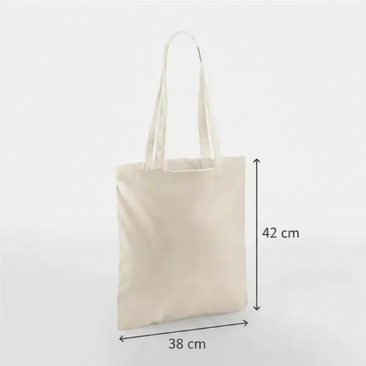 Sandbeige klassisk mulepose i bomuld 38 × 42 cm (140 g/m²) – billede 2