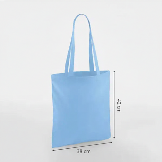Himmelblå klassisk mulepose i bomuld 38 × 42 cm (140 g/m²) – billede 2