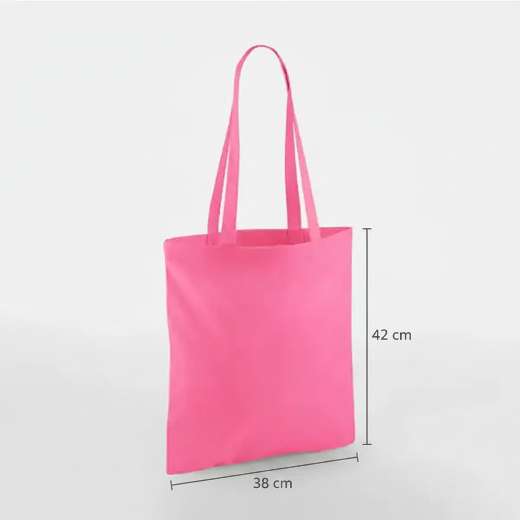 Klar pink klassisk mulepose i bomuld 38 × 42 cm (140 g/m²) – billede 2
