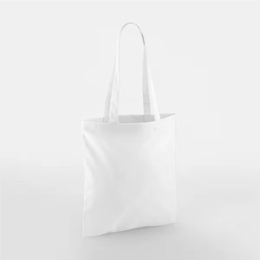 Tote bags en coton couleur blanc personnalisés, anses longues, 140 g/m²
