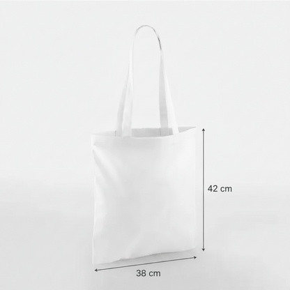 Valkoinen klassinen kangaskassi puuvillasta 38 × 42 cm (140 g/m²) – kuva 2