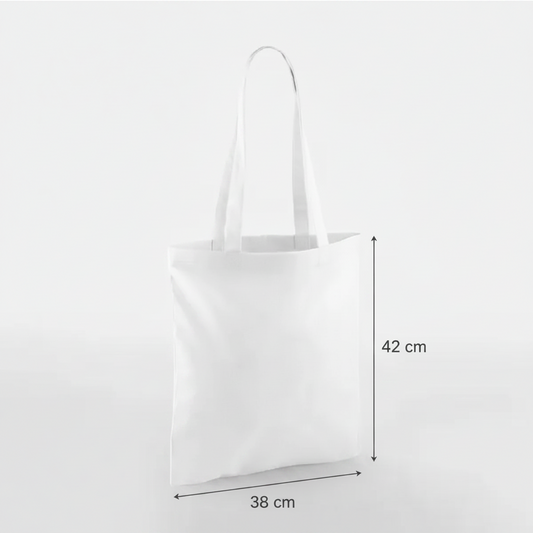 Hvid klassisk mulepose i bomuld 38 × 42 cm (140 g/m²) – billede 2