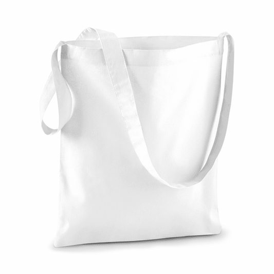 White Cotton Sling Tote Bag with Custom Print, 140 g/m²