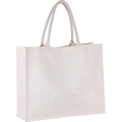 Bolsa de yute para la playa blanca con estampado personalizado, 42 × 35 cm, 330 g/m², asas de algodón