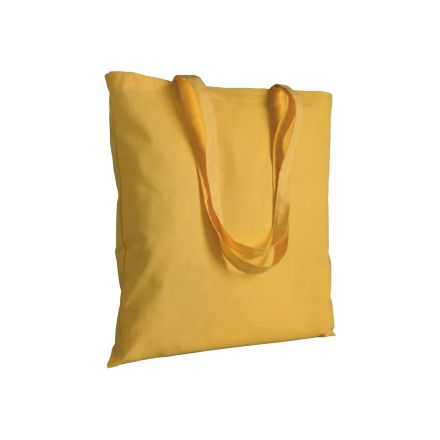 Yellow cotton tote bag with long handles and custom logo print, 200 g/m², 38 × 42 cm